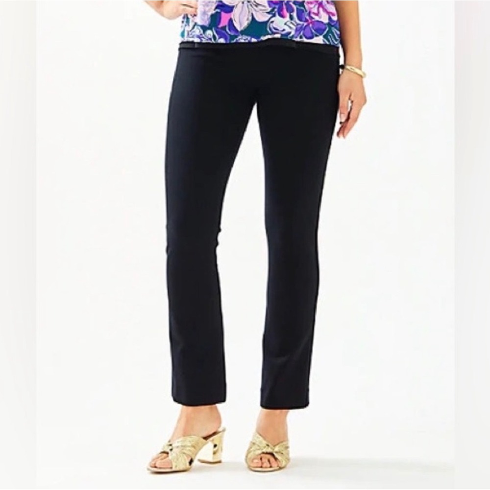 Lilly Pulitzer Mia Crop Flare Pant Onyx Black Pull On Size XS